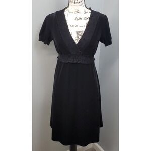 Suzi Chin Velvet Dress Women's Petite 4 Black Maggy Boutique Stretch Wrap V-Neck